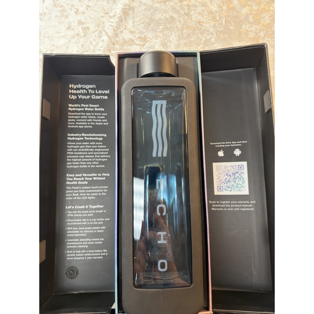 ECHO Flask Smart Hydrogen Water Bottle 12oz 8 PPM Bluetooth NEW OPEN BOX